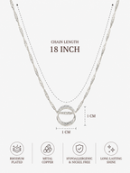 City Girl Rhodium Plated Circular Ring Pendant for Girls | 18 Inch Minimal Necklace | Elegant Daily Wear| Lightweight Minimal Jewellery | Copper Base Metal | Elegant Minimalist Daily Wear Jewellery | Hypoallergenic & Nickel Free