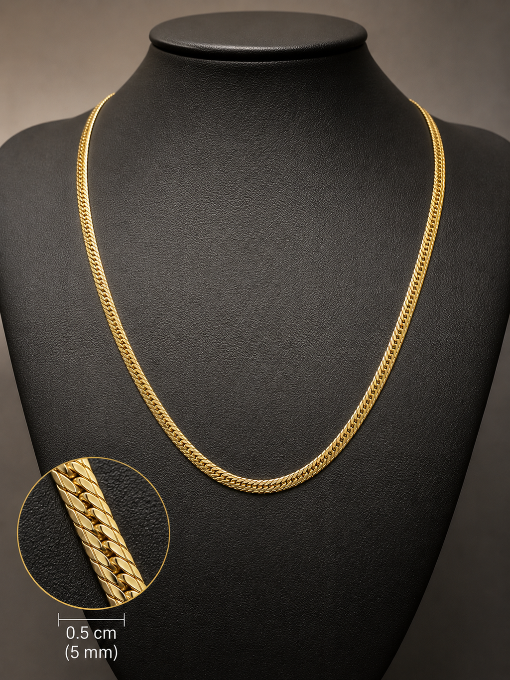 City Girl Premium Gold Plated Flat Cuban Chain for Men | 24 Inch (61 cm) Length | 5 mm Width | Durable Fashion Necklace Chain for Men & Boys | Gold Tone Statement Jewellery