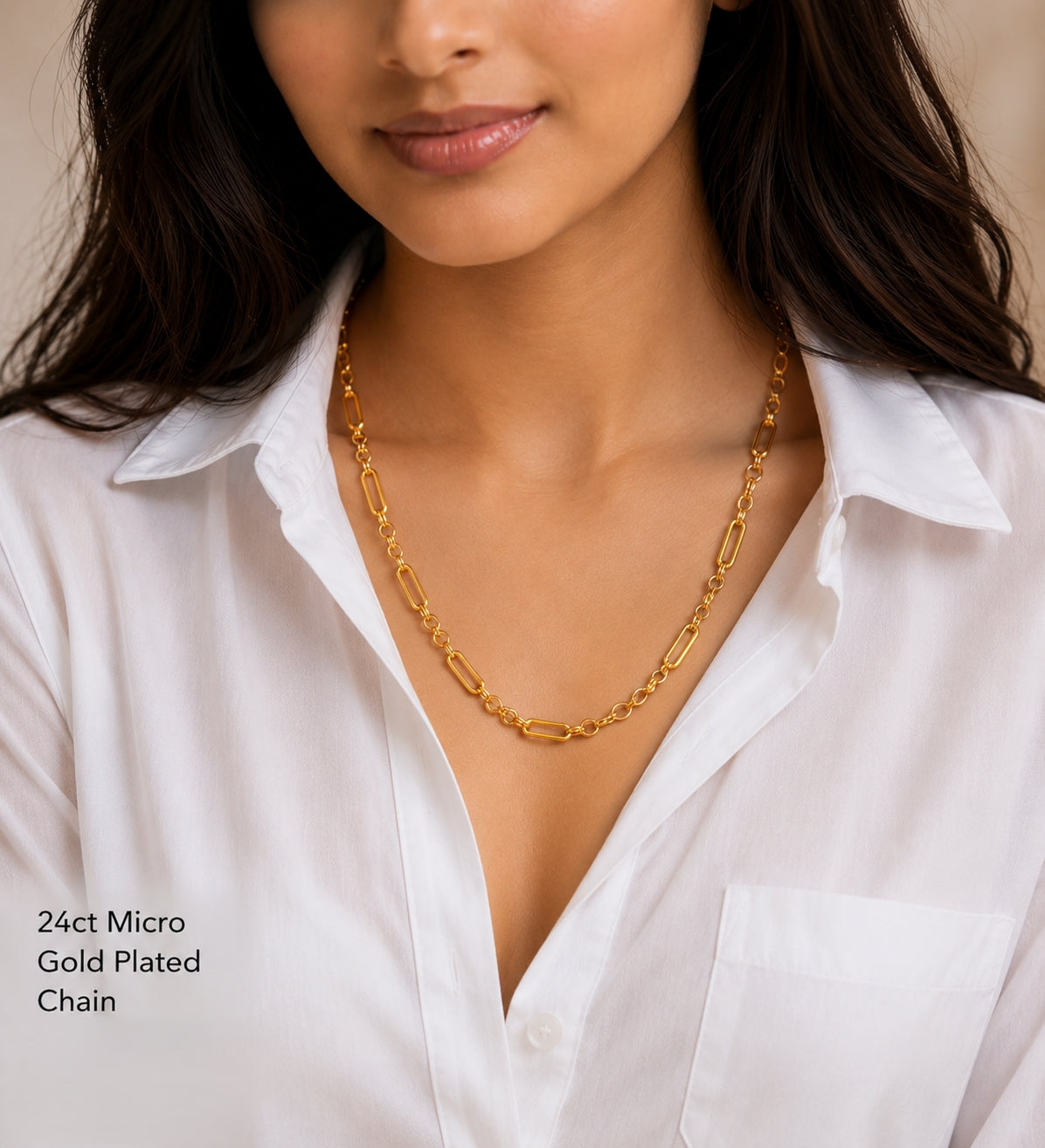 City Girl Jewellery 18K Gold Plated 20 Inch / 24 Inch Link Chain for Men & Women | 5mm Micro Gold Plated Stainless Steel Chain | Anti Tarnish, Waterproof, Skin Friendly, Lightweight Daily Wear Necklace
