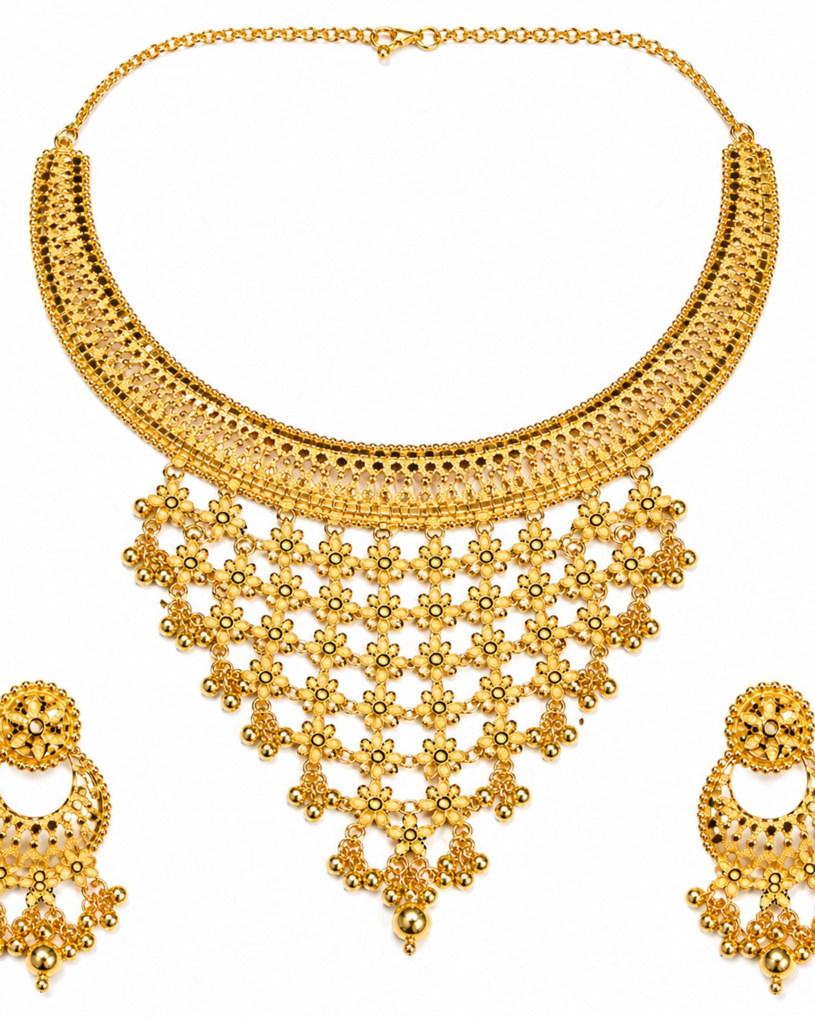 24 Ct Gold Plated Traditional Chand Bali Jewellery Set for Women | Elegant Choker Necklace with Matching Earrings | Bridal & Festive Wear