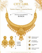 City Girl Gold Plated Choker Necklace Set with Earrings for Women | Traditional Bridal Jewellery Set | 18 Inch Necklace | 5 cm Earrings | 6 Months Plating Guarantee