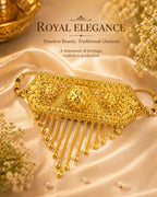 City Girl 24CT Gold Plated Temple Choker Necklace | 15 CM Traditional Statement Jewellery with Adjustable Dori | Bridal & Festive Wear
