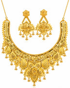 City Girl 24K Gold Plated Traditional Necklace Set with Matching Earrings | Antique Bridal Choker Jewellery Set for Women & Girls