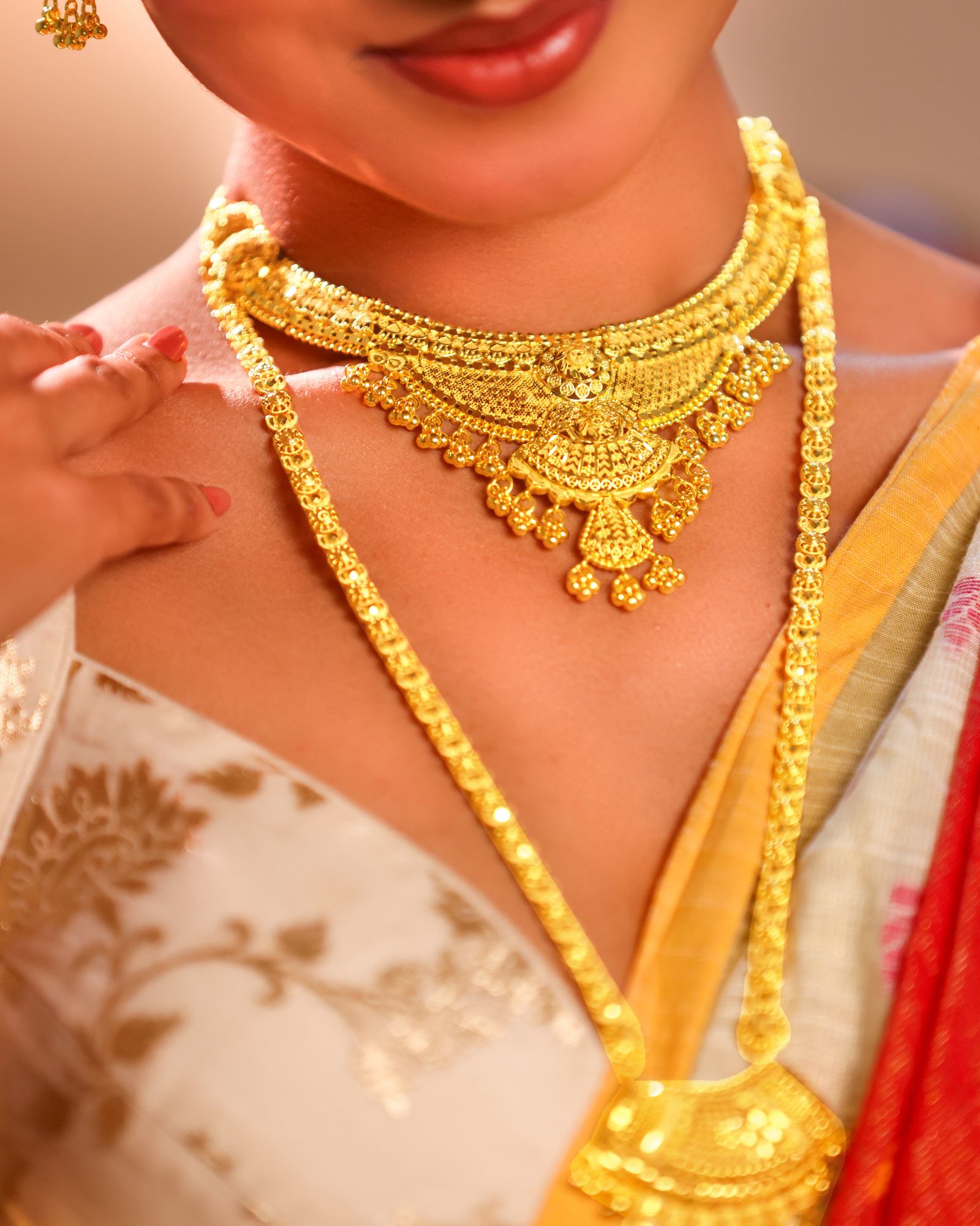 City Girl 24K Gold Plated Traditional Necklace Set with Matching Earrings | Antique Bridal Choker Jewellery Set for Women & Girls
