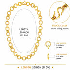 City Girl Jewellery 24 Inch Gold Plated Textured Oval Link Chain Necklace for Men & Women | Premium Statement Chain with Secure S Hook Clasp | Lightweight Fashion Jewellery
