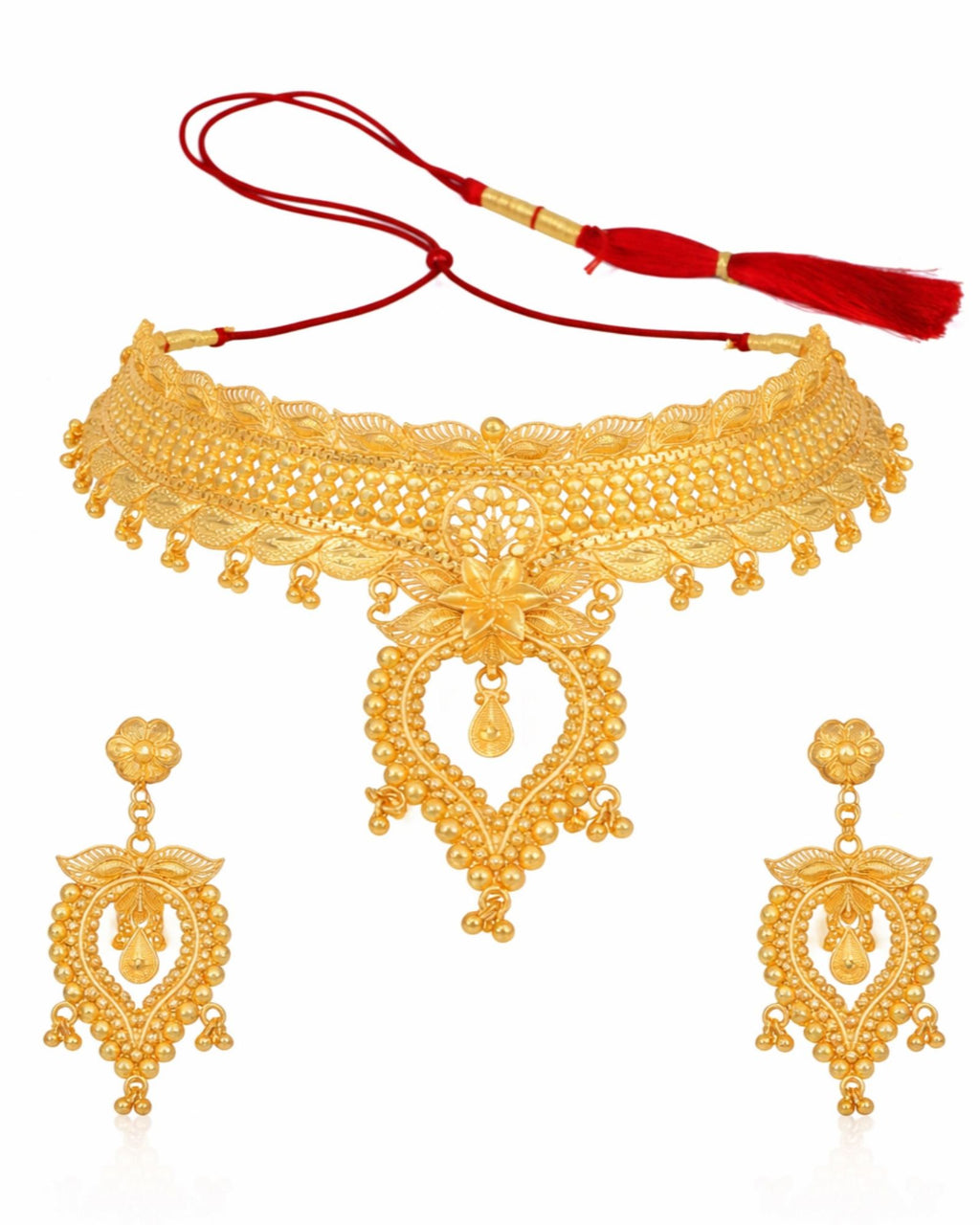 CITY GIRL Gold Plated Copper Choker Necklace Set for Women