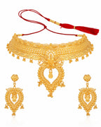 CITY GIRL Gold Plated Copper Choker Necklace Set for Women