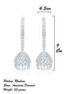 City Girl AD Rhodium-Plated CZ Stone Half Hoop Earrings for Women and Girls