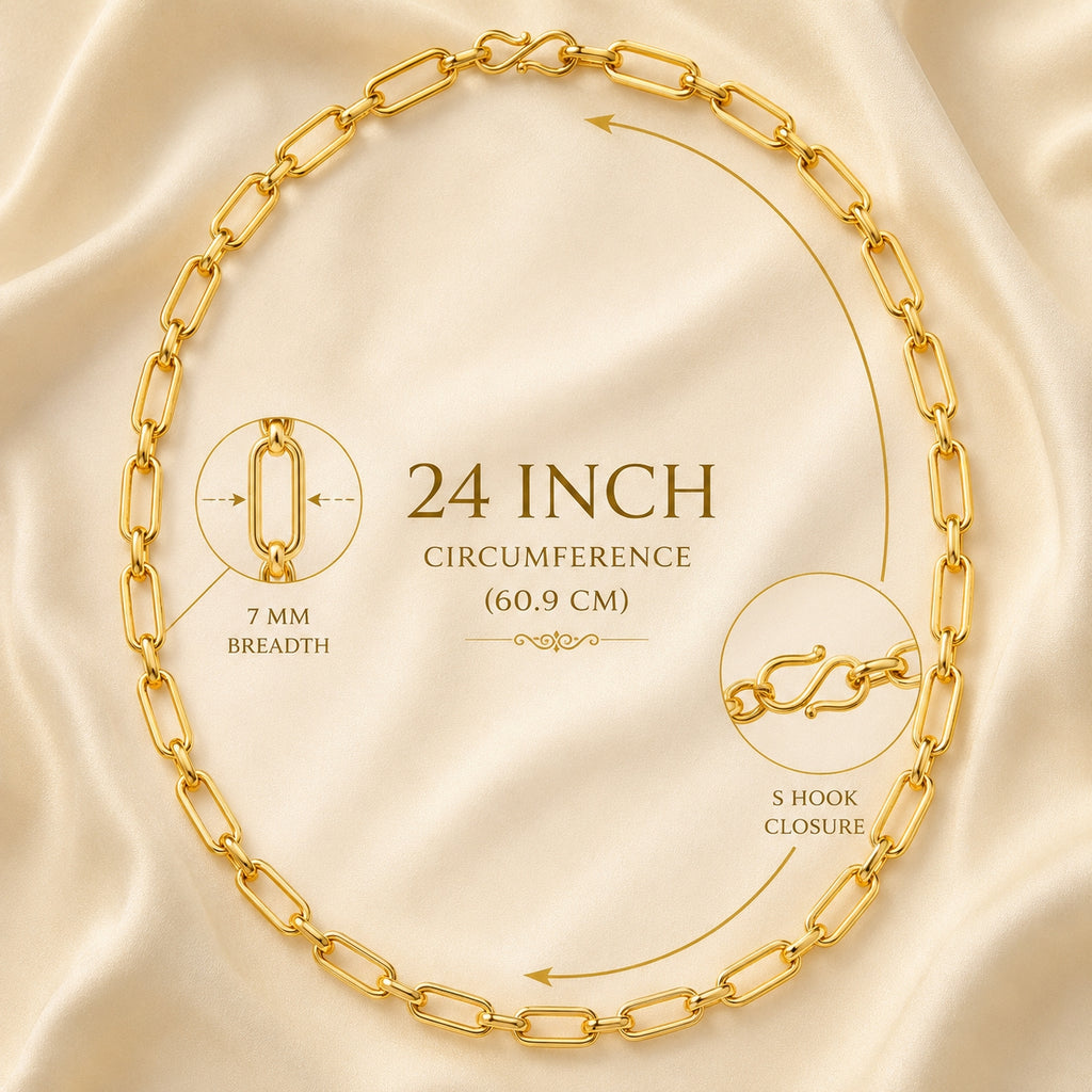 City Girl Jewellery 20 and 24 Inch Gold Plated Paperclip Link Chain Necklace for Women | 5 mm Broad Statement Chain with S Hook Clasp | Trendy Daily Wear Fashion Jewellery for Western & Ethnic Outfits
