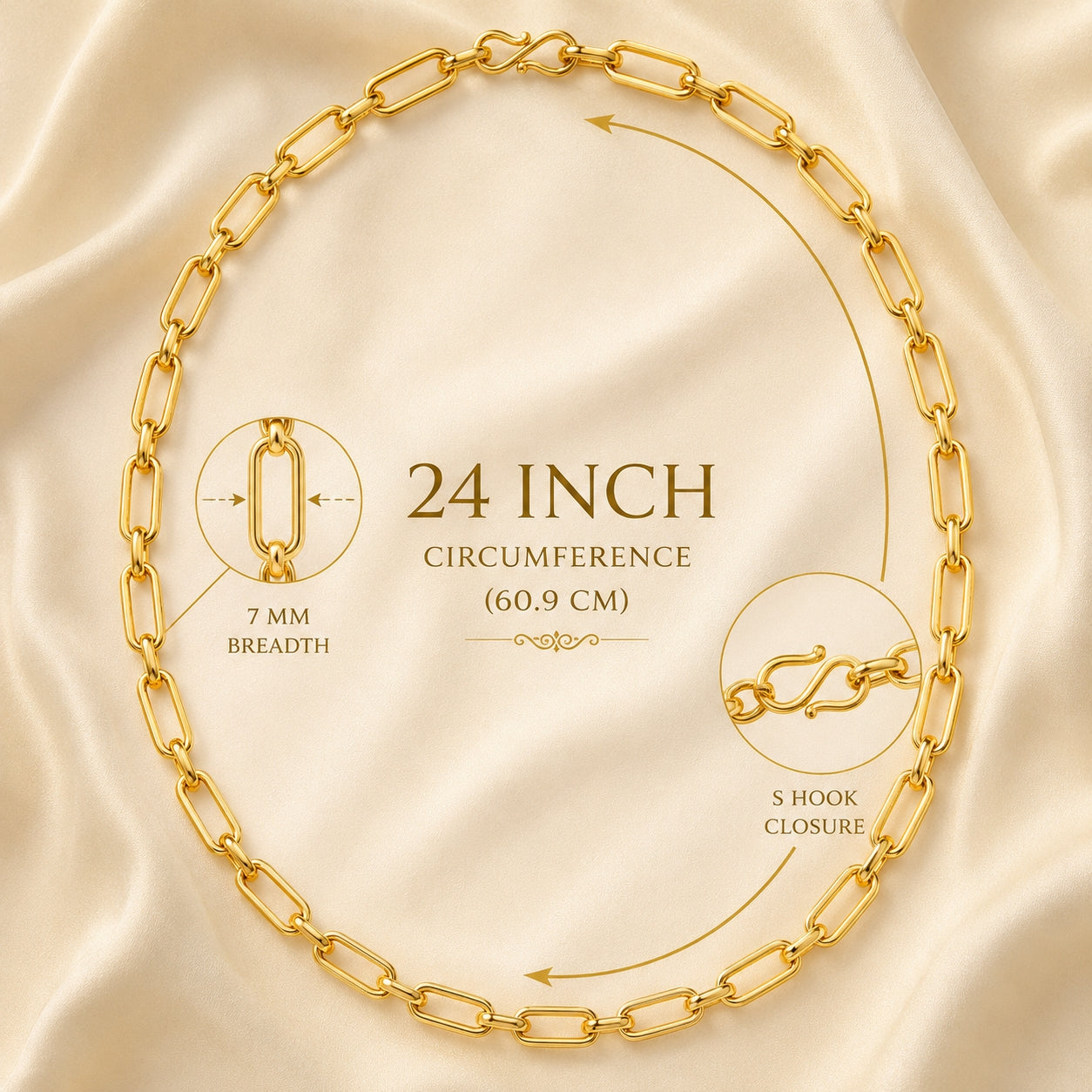 City Girl Jewellery 20 and 24 Inch Gold Plated Paperclip Link Chain Necklace for Women | 5 mm Broad Statement Chain with S Hook Clasp | Trendy Daily Wear Fashion Jewellery for Western & Ethnic Outfits