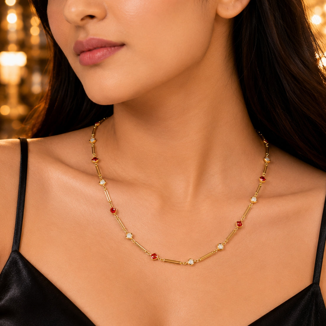City Girl Jewellery 24K Gold Plated Evil Eye Chain Necklace for Women | 24 Inch Lightweight Anti-Tarnish Necklace with Secure S-Hook | Daily Wear Fashion Jewellery
