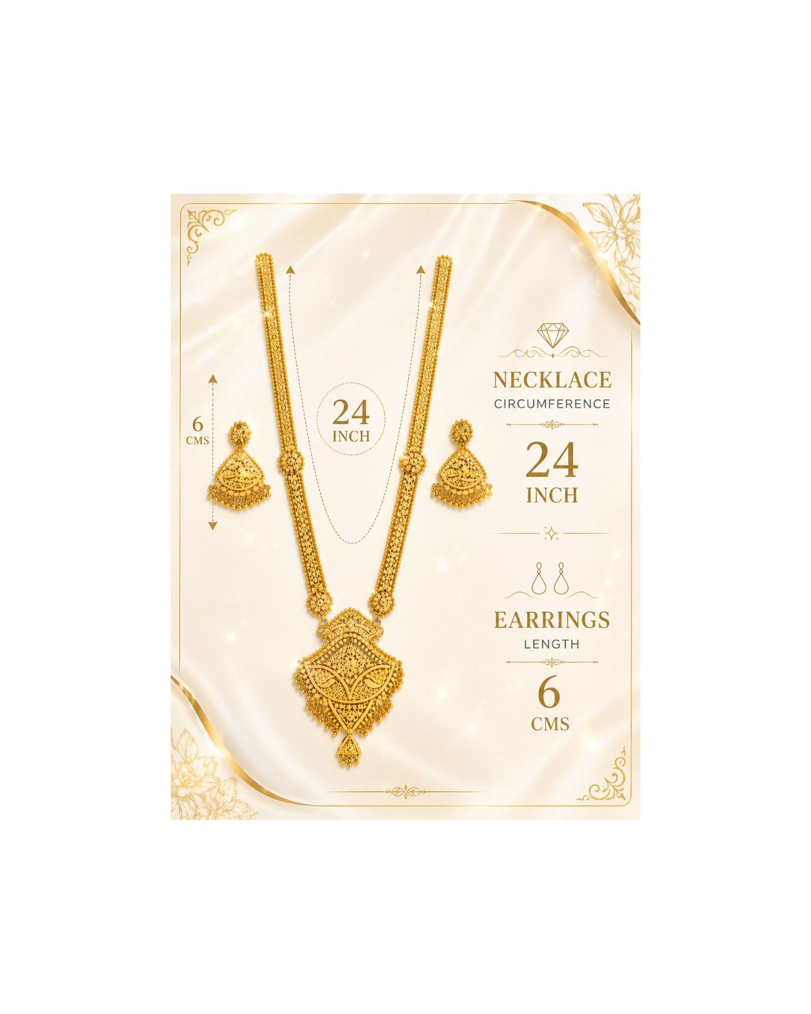City Girl 24K Gold Plated Traditional Necklace Set with Matching Earring