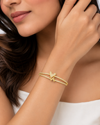 CITYGIRL Gold Plated Arrow Design Bracelet for Women | AAA Cubic Zirconia Stone Bracelet (CITY GIRL ADFX 06)Anti Tarnish Daily Wear Bangle | Elegant Party, Wedding & Gift Jewellery for Girls & Women