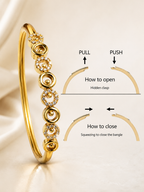 CITYGIRL 18K Gold Plated Openable Oval Kada Bracelet for Women | Crystal Studded Elegant Bangle | Fits Sizes 2.4, 2.6 & 2.8 | Premium Fashion Jewellery | Gift for Women & Girls