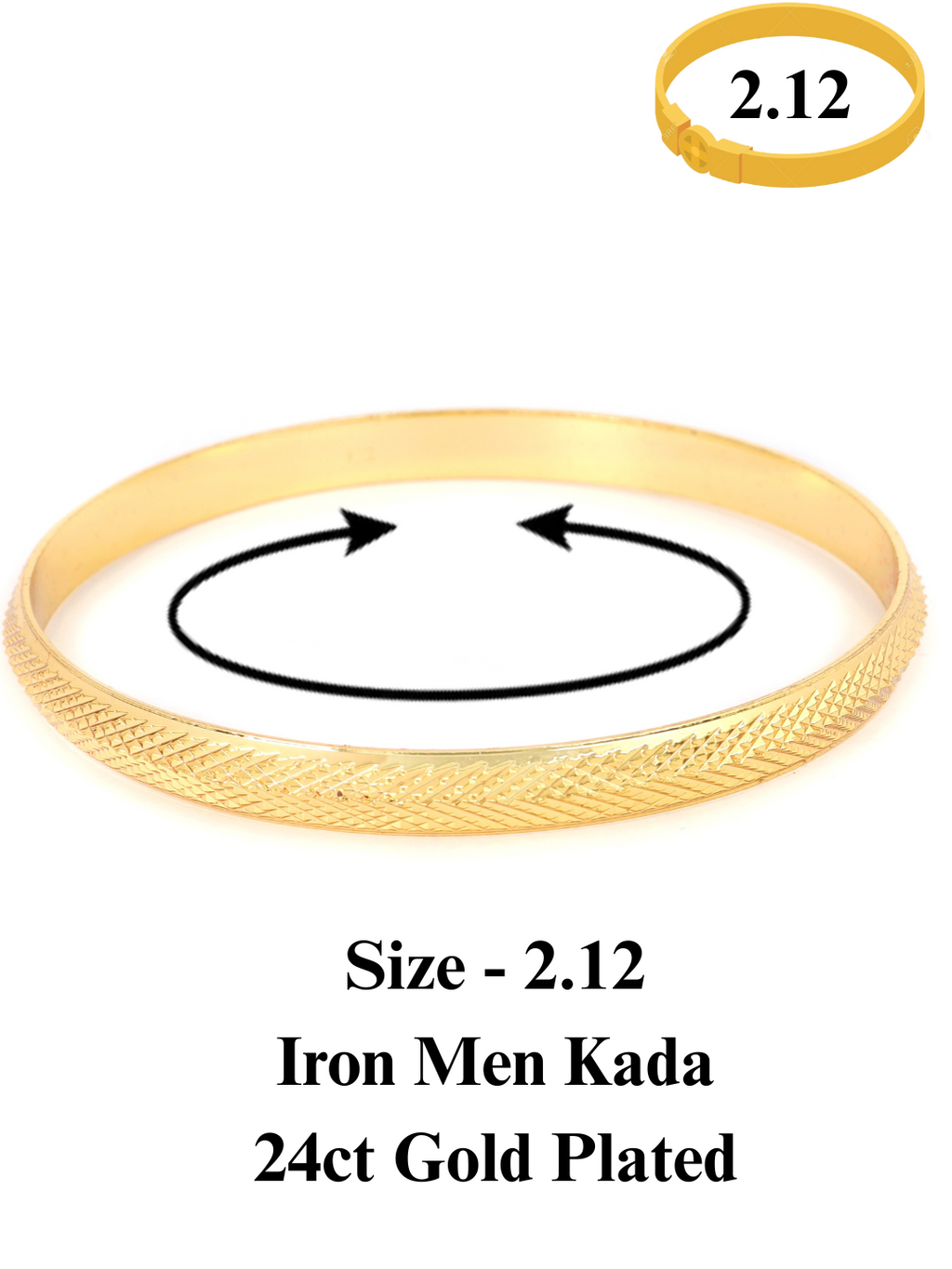 City Girl 24ct Gold Plated Anti Tarnish Iron Kada Bangle Bracelet for Men and Boys. (1 Pc) (KADA 108)