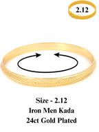 City Girl 24ct Gold Plated Anti Tarnish Iron Kada Bangle Bracelet for Men and Boys. (1 Pc) (KADA 108)