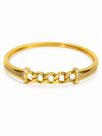 CITYGIRL 18K Gold Plated Chain Link Openable Kada Bracelet for Women & Girls | AD Zircon Stone Bracelet | Anti Tarnish | Premium Locking Bangle | Party, Wedding & Daily Wear Jewellery | One Size
