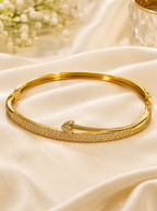 Manikya Jewellery 18 CT Gold Plated American Diamond (AD) Openable Bracelet for Women & Girls | Hidden Clasp Kada Bangle | Premium Fashion Jewellery | Daily Wear, Party Wear & Gift