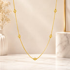 City Girl Jewellery 24 Inch Gold Plated Beaded Chain Necklace for Women | 6g Lightweight | Elegant Daily Wear Fashion Chain | Traditional & Casual Jewellery | Gift for Women & Girls