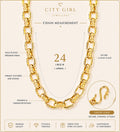 City Girl Jewellery 24K Gold Plated Textured Link Chain Necklace for Women & Men | Premium Statement Chain with S-Hook Clasp | Western Wear Fashion Jewellery