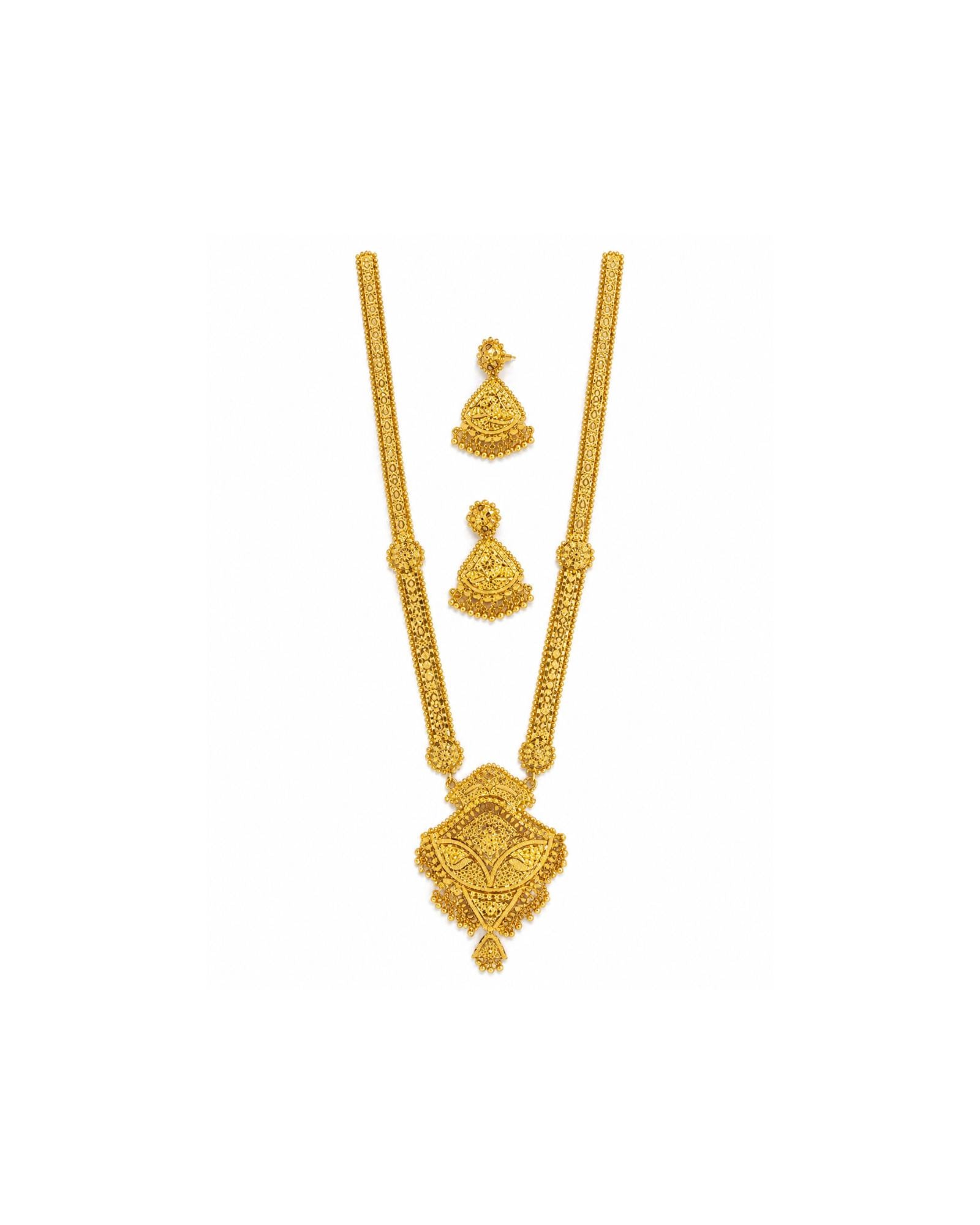 City Girl 24K Gold Plated Traditional Necklace Set with Matching Earring