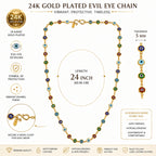 City Girl Jewellery 24K Gold Plated Evil Eye Chain Necklace for Women | Anti-Tarnish | Hypoallergenic | Multicolor Enamel Beads | Lightweight Daily Wear Jewellery | 24 Inch (CN 1743)