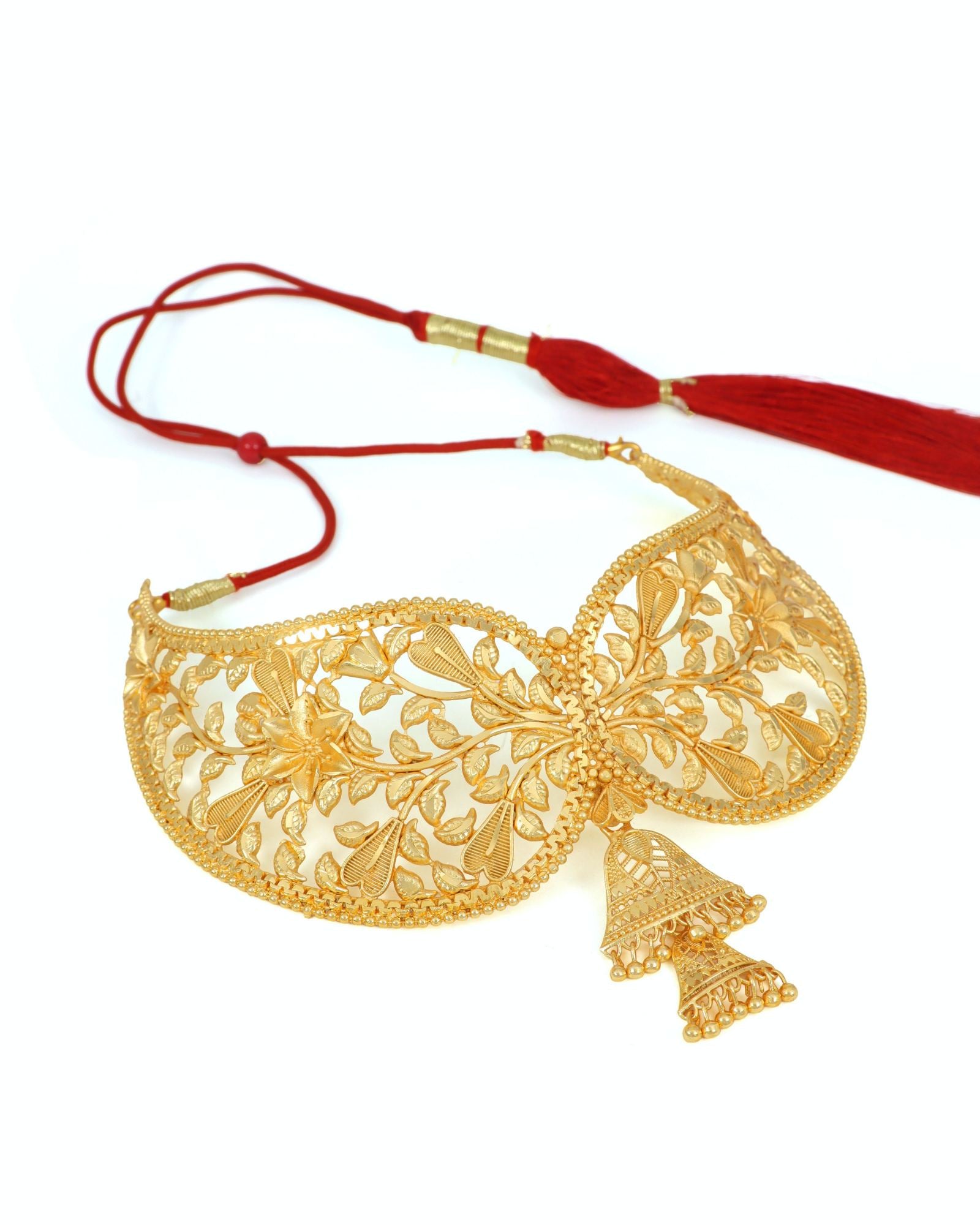 MANIKYA Gold Plated Copper Choker Necklace Set for Women | Bridal Wedding Jewellery Set with Earrings | Traditional Ethnic Party Wear