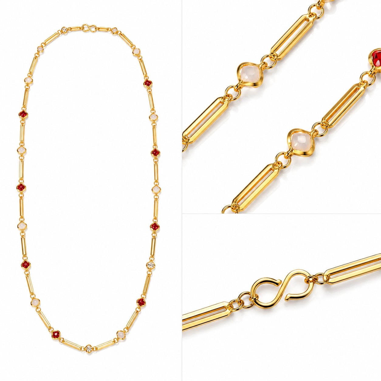 City Girl Jewellery 24K Gold Plated Evil Eye Chain Necklace for Women | 24 Inch Lightweight Anti-Tarnish Necklace with Secure S-Hook | Daily Wear Fashion Jewellery