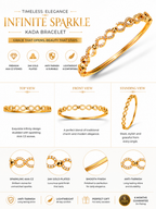 CITYGIRL 18K Gold Plated Openable Infinity Kada Bracelet for Women | American Diamond & Cubic Zirconia (CZ) Stone Bracelet | Oval Shape | Anti Tarnish | Fits Sizes 2.4, 2.6 & 2.8 | One Size