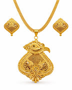 City Girl 24Ct Gold Plated Copper Jewellery Set for Women – Traditional Pendant Necklace with Matching Earrings | Wedding & Party Wear