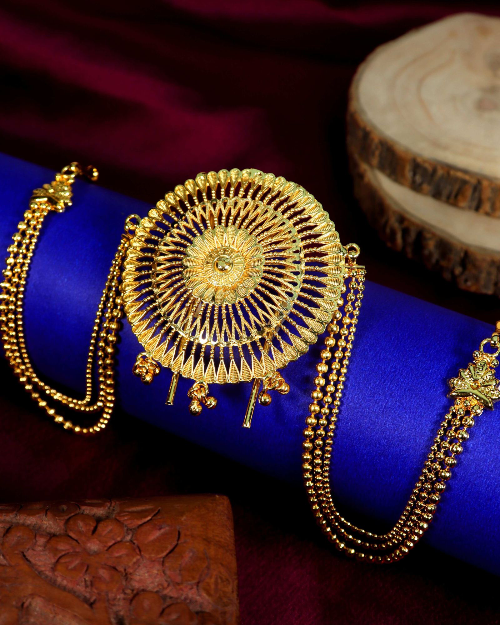 MANIKYA Gold Plated Copper Juda Pin for Women | Bridal Bun Pin Hair Accessory | Traditional Indian Hair Jewellery | Bridal & Festive Hair Jewellery