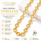 City Girl 24 CT Gold Plated Clover Link Chain Necklace for Women | Premium Statement Chain | Anti Tarnish & Hypoallergenic Fashion Jewellery | 20 Inch Long Chain
