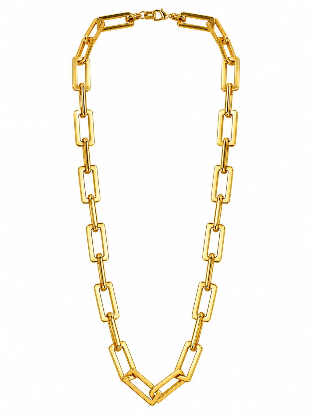Manikya Jewellery 18CT Gold Plated Rectangular Link Chain Necklace for Women | Paperclip Style Necklace with S-Hook Clasp | Minimalist Daily Wear Fashion Jewellery