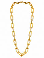 Manikya Jewellery 18CT Gold Plated Rectangular Link Chain Necklace for Women | Paperclip Style Necklace with S-Hook Clasp | Minimalist Daily Wear Fashion Jewellery