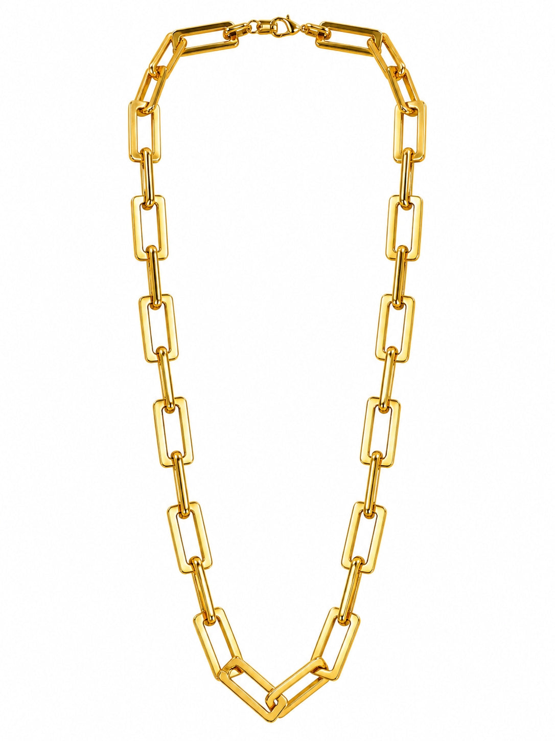 Manikya Jewellery 18CT Gold Plated Rectangular Link Chain Necklace for Women | Paperclip Style Necklace with S-Hook Clasp | Minimalist Daily Wear Fashion Jewellery
