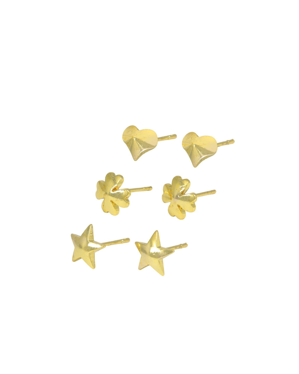 CITY GIRL Anti-Tarnish 24CT Gold Plated Designer Stud Earrings Pack of 3 | Molten Gold Style Fashion Daily Wear  Jewellery for Women