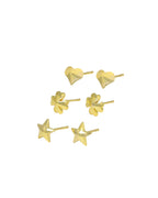 CITY GIRL Anti-Tarnish 24CT Gold Plated Designer Stud Earrings Pack of 3 | Molten Gold Style Fashion Daily Wear  Jewellery for Women