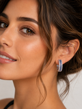 City Girl Shimmer Rhodium-Plated Elegant Curve Design Studs (NAVY BLUE) (Copy)