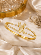 CITYGIRL Gold Plated Arrow Design Bracelet for Women | AAA Cubic Zirconia Stone Bracelet (CITY GIRL ADFX 06)Anti Tarnish Daily Wear Bangle | Elegant Party, Wedding & Gift Jewellery for Girls & Women