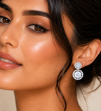City Girl AD Rhodium-Plated CZ Stone Stud Earrings for Women and Girls