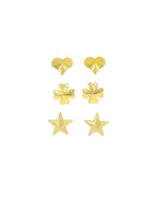 CITY GIRL Anti-Tarnish 24CT Gold Plated Designer Stud Earrings Pack of 3 | Molten Gold Style Fashion Daily Wear  Jewellery for Women