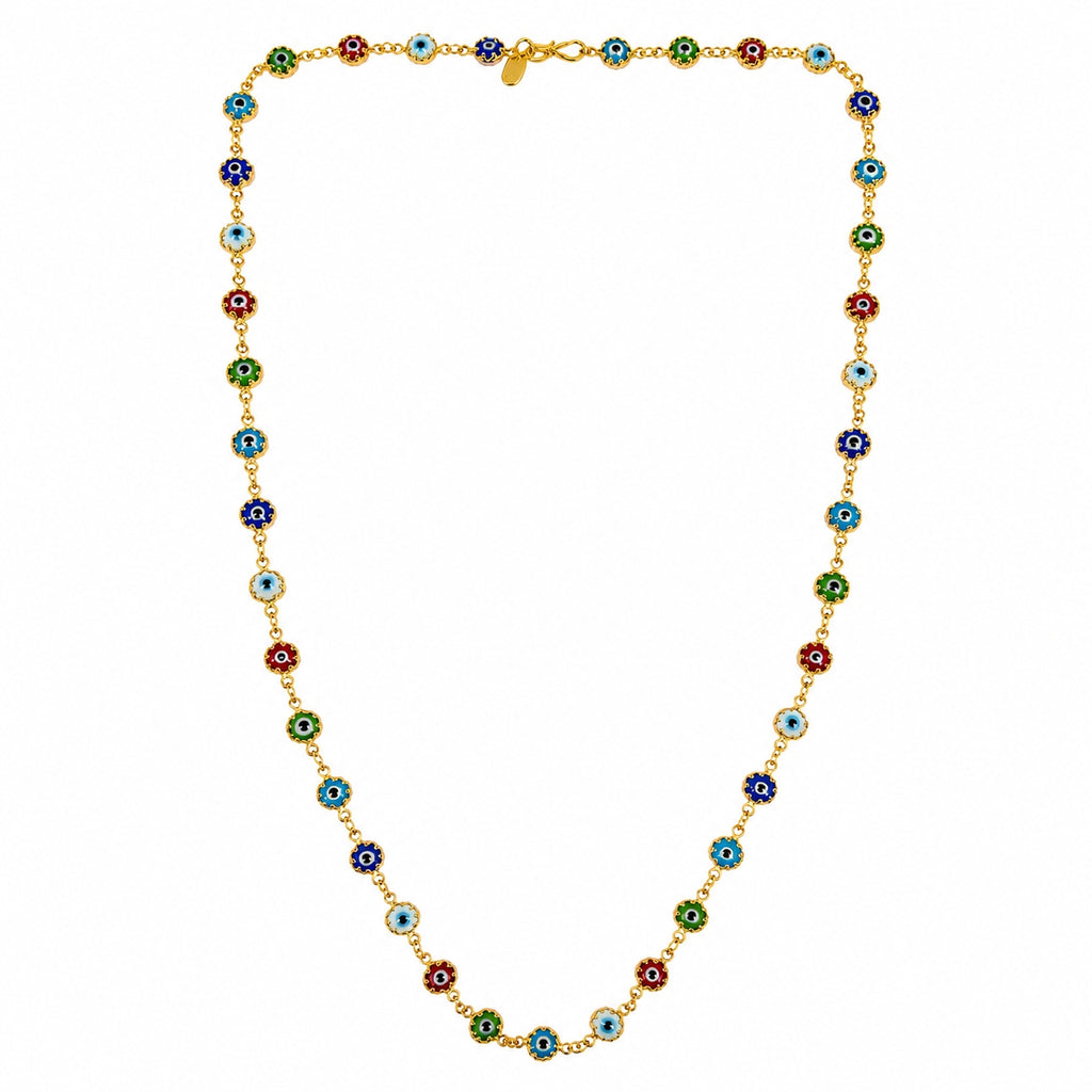City Girl Jewellery 24K Gold Plated Evil Eye Chain Necklace for Women | Anti-Tarnish | Hypoallergenic | Multicolor Enamel Beads | Lightweight Daily Wear Jewellery | 24 Inch (CN 1743)