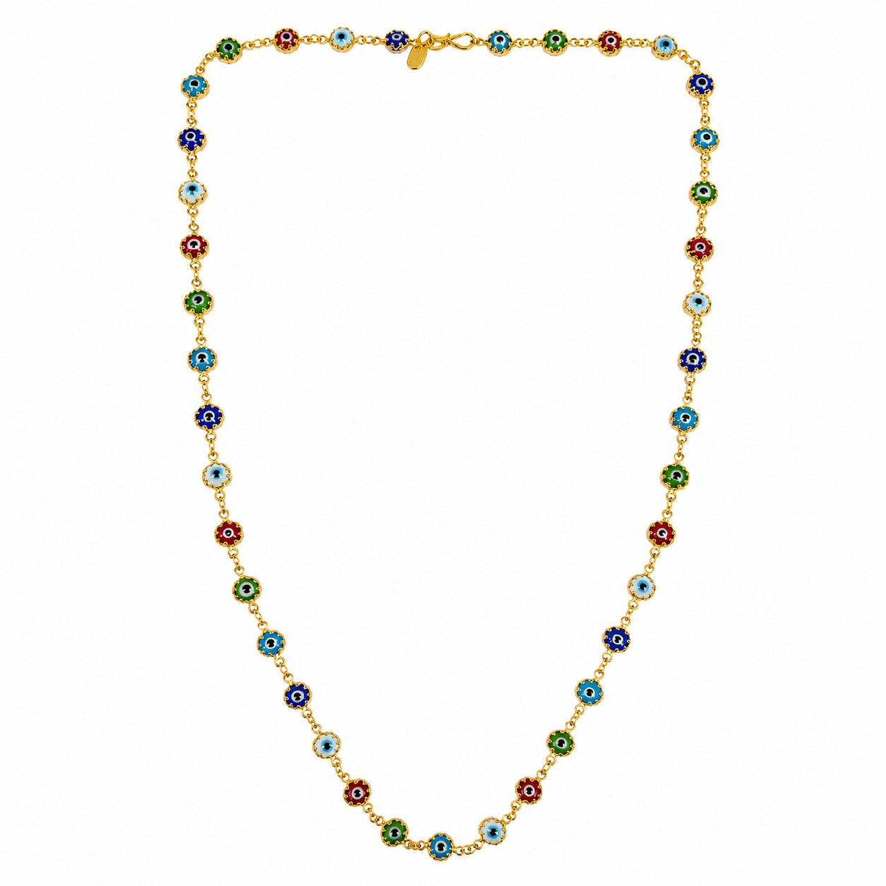 City Girl Jewellery 24K Gold Plated Evil Eye Chain Necklace for Women | Anti-Tarnish | Hypoallergenic | Multicolor Enamel Beads | Lightweight Daily Wear Jewellery | 24 Inch (CN 1743)