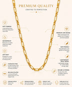 City Girl Jewellery 18K Gold Plated 20 Inch / 24 Inch Link Chain for Men & Women | 5mm Micro Gold Plated Stainless Steel Chain | Anti Tarnish, Waterproof, Skin Friendly, Lightweight Daily Wear Necklace