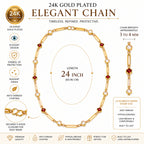 City Girl Jewellery 24K Gold Plated Evil Eye Chain Necklace for Women | 24 Inch Lightweight Anti-Tarnish Necklace with Secure S-Hook | Daily Wear Fashion Jewellery