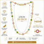 City Girl Jewellery 24K Gold Plated Multi-Color Crystal & Pearl Station Chain Necklace for Women | 20 Inch Lightweight Anti-Tarnish Fashion Chain with Secure S-Hook Closure