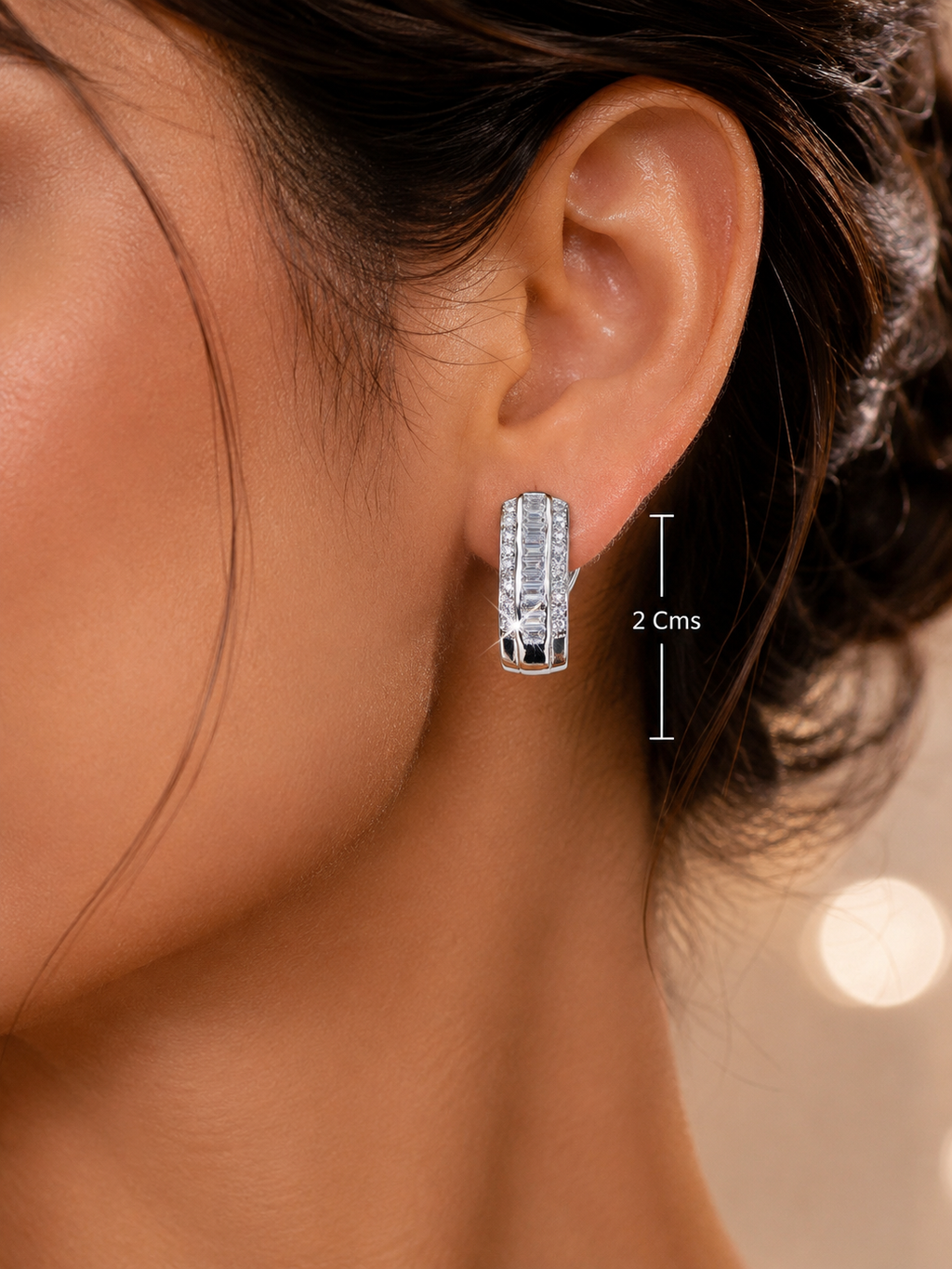 City Girl AD Rhodium-Plated CZ Stone Stud Earrings for Women and Girls (AD BALI 1 RHODIUM)