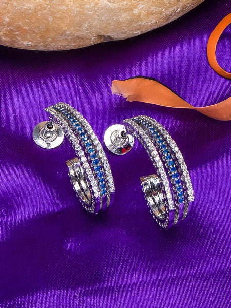 City Girl Shimmer Rhodium-Plated Elegant Curve Design Studs