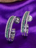 City Girl Shimmer Rhodium-Plated Elegant Curve Design Studs