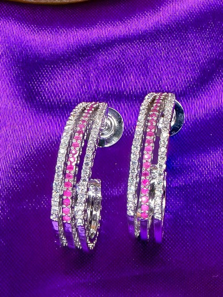 City Girl Shimmer Rhodium-Plated Elegant Curve Design Studs